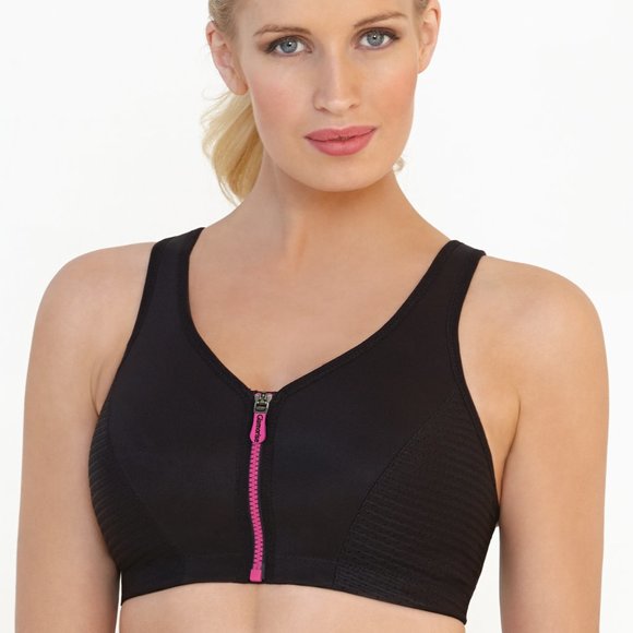 Set of 3! 36B Glamorise SPORT Bra (HIGH-IMPACT) Black (RACERBACK) T-Back Zip NEW - Picture 8 of 16